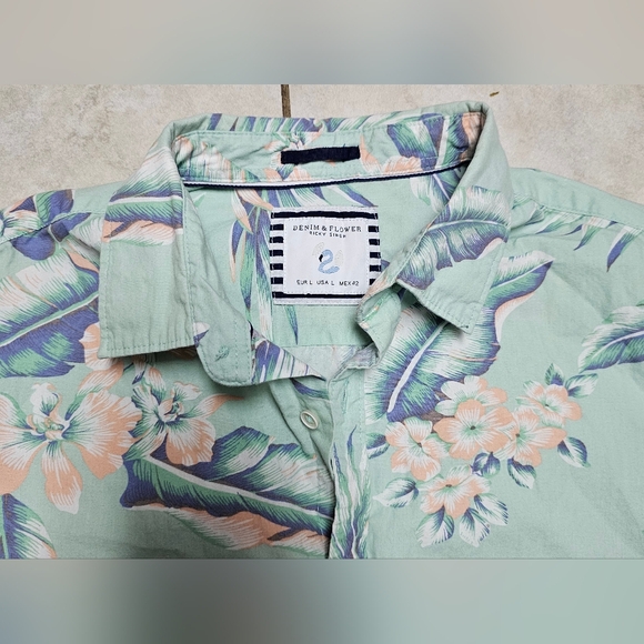 Denim & Flower men's shirt short sleeve large - Picture 2 of 8